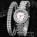 Conjunto de relógios de joias finas pulseira leve com cristal joias de luxo presente com relógios pulseiras presente da moda para meninas e mulheres